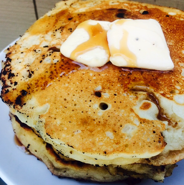 Banana Chocolate Chip Cookie Dough Pancakes