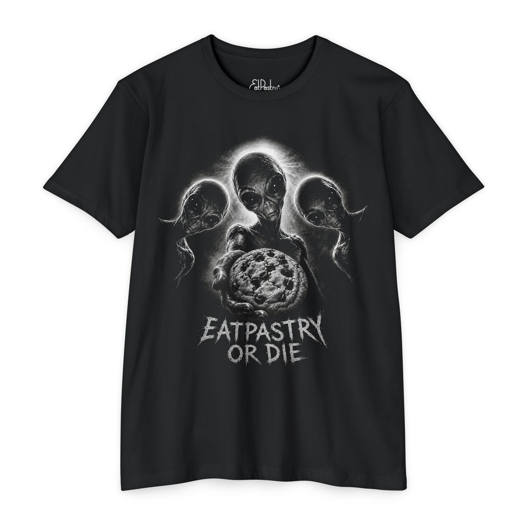 EatPastry Alien Cookie Shirt | UFO Sci-Fi Graphic Tee | Vegan Dessert Lover Gift | EATPASTRY OR DIE Roswell T-Shirt
