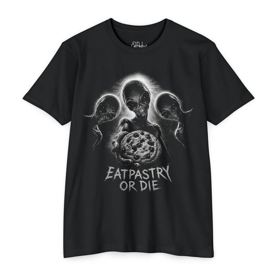 EatPastry Alien Cookie Shirt | UFO Sci-Fi Graphic Tee | Vegan Dessert Lover Gift | EATPASTRY OR DIE Roswell T-Shirt
