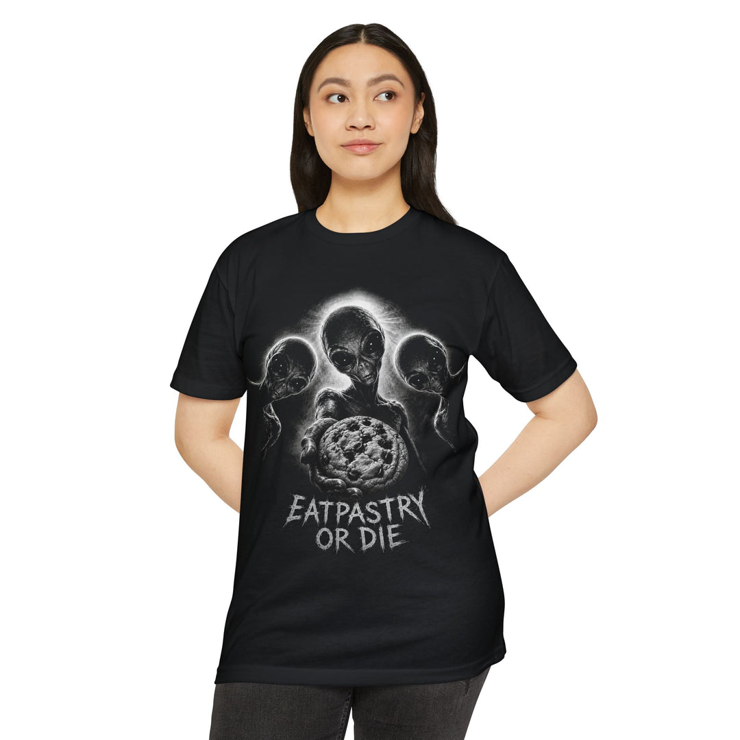 EatPastry Alien Cookie Shirt | UFO Sci-Fi Graphic Tee | Vegan Dessert Lover Gift | EATPASTRY OR DIE Roswell T-Shirt