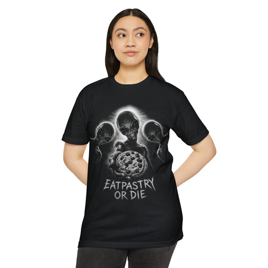 EatPastry Alien Cookie Shirt | UFO Sci-Fi Graphic Tee | Vegan Dessert Lover Gift | EATPASTRY OR DIE Roswell T-Shirt